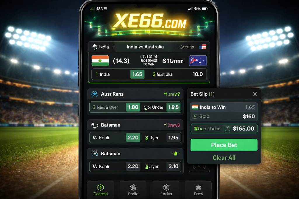 XE66 COM Sports Betting — Cricket, Football & Live In-Play XE66 COM sports betting — live cricket markets on mobile screen