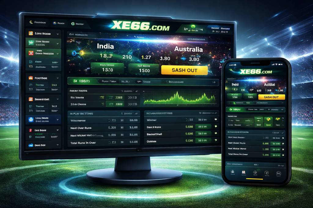 XE66 COM Live Betting — Cricket In-Play Markets & Cash-Out XE66 COM live cricket betting dashboard with in-play odds and stats